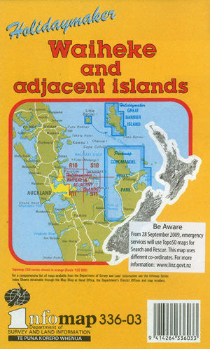 Waiheke and Adjacent Islands Holidaymaker Map